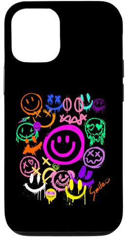 iPhone 12/12 Pro Smile Face Emoticons Fun Vivid Graffiti Smileys, Graphic Case