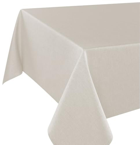 Delindo Lifestyle Tovaglia Wien Home, biancheria da tavola moderna per tutto l'anno, con protezione antimacchia, beige, grigio sabbia, 140 x 220 cm