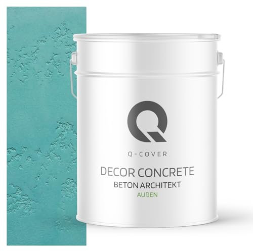 Q-COVER Beton architekt 15 kg Türkis dekorativerputz kellepnputz gebrauchsfertige Betonmasse Betonoptik dekoratives Beton außen große auswahl der farben ca. 10 m2