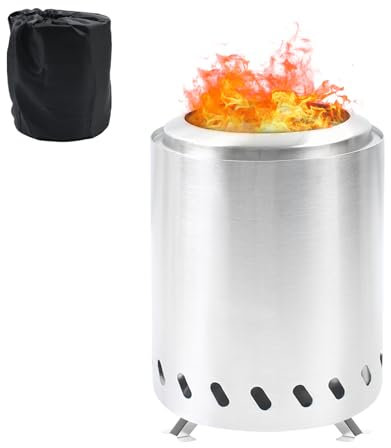 Easyhomie Chimenea de mesa sin humo, de acero inoxidable con bolsa de almacenamiento, ideal para camping, barbacoa de jardín o decoración (20 x 15 cm)