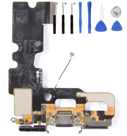 Eutoping USB Charging Port Replacement Repair for Apple iPhone 7 Black Dock Connector Charging Board Flex Cable Assembly Replacement with Tools