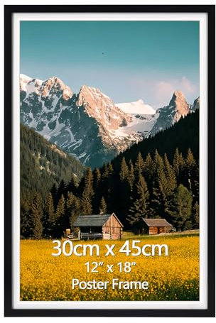 EYMPEU Cadre Photo 30x45 Noir avec Passe-Partout pour Accrocher au Mur