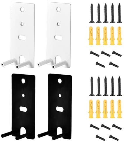 TopHomer 2Pcs Wall Mount Brackets with Screws, Home Entertainment System Accessories, Wall-mounted Stand for Surround Speakers(Black+White)
