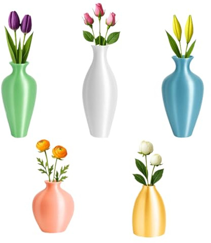 Small Plantations Fridge Magnets - 3D Miniature Vase Magnets | Artificial Flower Pot Refrigerator Decor | Cute Ceramic Plant Animants | Color Magnetic Vases