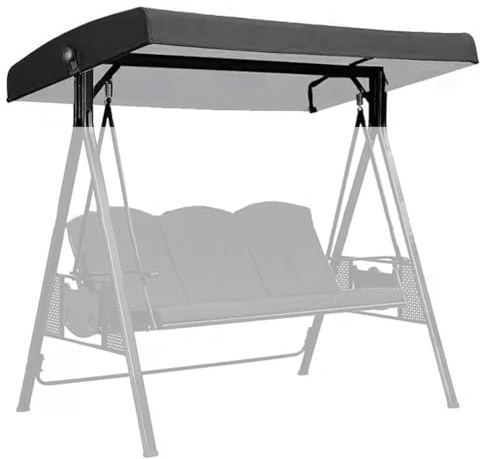 Hollywoodschaukel Dachbezug 190x120, Oxford-Tuch Ersatzdach Hollywoodschaukel Wasserdicht, Universal Dach für Hollywoodschaukel, Uv-Schutz Sonnendach,Schwarz