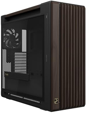 ASUS ProArt PA602 Wood Edition Modern Black E-ATX Mid-Tower Case with Tempered Glass, 440 mm GPU Support, 420 mm Radiator & 3 Pre-Installed Fans