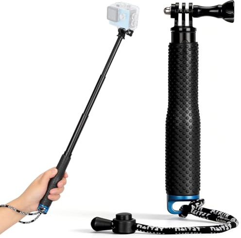 VINATO 19–49cm Selfie Stick für GoPro, Teleskopstange für Action Cam,Verstellbare Teleskop-Stick Aluminium Selfie-Stange für GoPro Hero 12/11/10/9/8/7/6 AKASO SJ4000 SJ5000 Insta360 X3 Action-Kameras