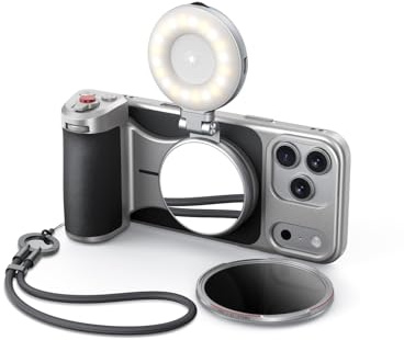 【Nur für iPhone 17 Pro MAX】 TELESIN Master Grip Kit, Magnetic Kameragriff mit C03 Magnetische Selfie-Licht+UV Filtern+CPL Filtern, Creator Kit Integriertem 3200mAh Akku, Kabelloses Laden, Handyhülle