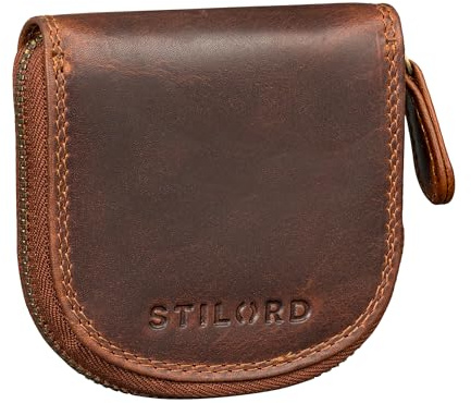 STILORD Cash Mini Portefeuille Cuir Vintage Porte-Monnaie Étui Pochette pour Monnaie pour Hommes Femmes en Cuir Véritable Couleur:Noir