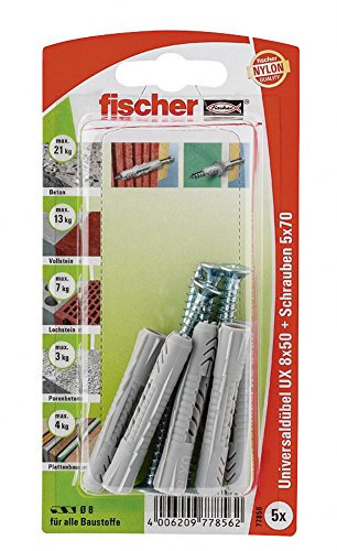 Fischer Universaldübel UX 8 x 50 SK SB-Karte, 5 x Spanplattenschraube 5 x 70, 077856