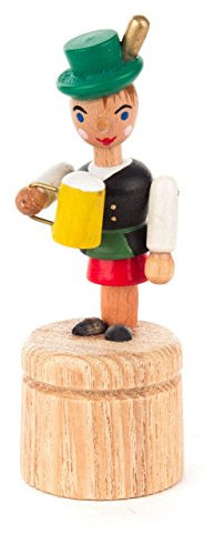 Wackeltier Wackelfigur Bayerin, Figur aus Holz, natur, 8,5 cm, von DREGENO SEIFFEN – Original erzgebirgische Handarbeit, stimmungsvolle Dekoration