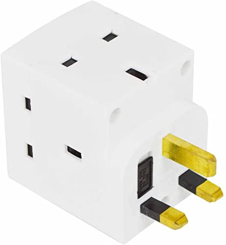 Guilty Gadgets ® - Multi Purpose 3 Way 13 Amp Mains Fused Wall AC Adaptor Plug For Laptop, Computer, TV, DVD, PS3, Wii, xBox, Sky, Virgin, Freeview Box, Hi-Fi, for use with Phone and Tablet Chargers