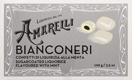 Amarelli Grigia Bianconeri - Liquirizia alla Menta Ricoperta di Zucchero, Confezione da 100