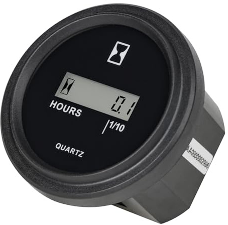 Runleader HM005 DC 4.5V to 90V Digital Hour Meter with LCD Round Bezel Face Shape for Boat Auto ATV Snowmobile Lawn Mower Tractors vehicle Cars Fork Lifts Trucks marine generator