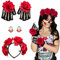 NET TOYS La Catrina Kostüm Set Haarreif, Ohrringe, Handschuhe Mexikanerin Accessoire Kostümzubehör Dia de los Muertos Halloweenkostüm Schmuck-Set
