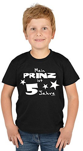 5.Geburtstag Sprüche T-Shirt Kindergeburtstag Junge : Mein Prinz ist 5 Jahre - Kindershirt 5.Geburtstag Deko Gr: M = 134-140