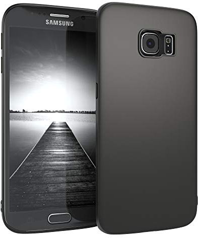 EAZY CASE Handyhülle Silikon mit Kameraschutz kompatibel mit Samsung Galaxy S6 Edge in schwarz matt, Ultra dünn, Slimcover, Silikonhülle, Hülle, Softcase, Backcover