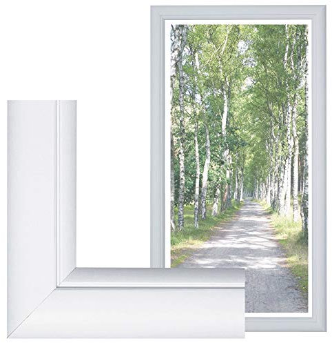 RAABEC Bilderrahmen, für Bilder der Größe 40x80cm, Farbe Weiß matt, ideal für Malen nach Zahlen Bilder von Schipper oder Ravensburger (ohne Glas)