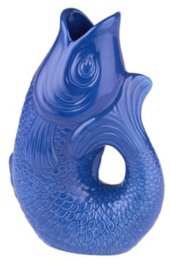 Gift Company Vase Monsieur Carafon S, vase décoratif en forme de poisson, faïence, Azur