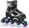 Nattork Inline Skates für Jungen, 4 Größen Inliner Kinder mit Leuchtendem Rad, Verstellbar Inline Skates für Jungen Mädchen Rollerblade für Anfänger Kleine Kinder (Schwarz, Large 37-41 EU)
