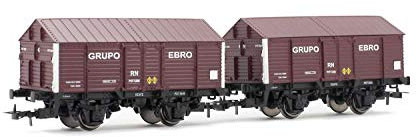 Electrotren E19036 R.N., Covered Wagon PX with High Sides, Dark Red Livery, Grupo Ebro, ep. III Rolling Stock