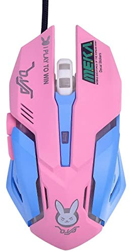 Greshare Gaming Mouse,7 Colors Backlit Optical Game Mice Ergonomic USB Wired with 2400 DPI and 6 Buttons 4 Shooting for Computer/Win/Mac/Linux/Andriod/iOS. (Pink & Blue)
