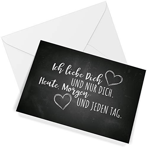 Klappkarte mit Umschlag Liebe Valentinstag Valentinskarte Grußkarte Ich liebe Dich Liebeskarte mit Herzen schwarz Vintage