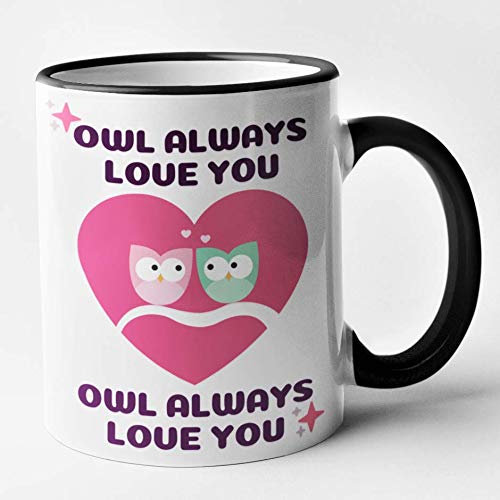 Cute Valentines / Anniversary Mug - Owl Always Love You (Black)