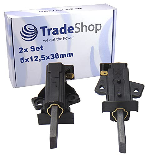 Trade-Shop 2x Motorkohlen Kohlebürsten 5x12,5x36mm mit Halter Aufschrift L 47mm lang rechtsdrehend für AEG Ariston Bauknecht Electrolux Waschmaschinen