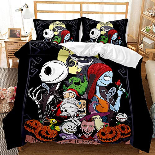 CHAOSE-ESB Funda Nórdica Reversible 220x240 / 65x65x2 CM Juego De Cama Bicolor Pesadilla Antes De Navidad para 2 Personas con Cremallera (Estilo 05,(150x200cm)-Cama de 90)