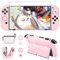 OLDZHU Funda Protectora Compatible con Nintendo Switch OLED Modelo,PC Rosado Carcasa para Nintendo Switch OLED con Protector de Pantalla para Nintendo Switch OLED Consola y con Agarres para el Pulgar