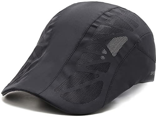 Baynetin Herren Schirmmütze Schiebermütze,Einstellbare Schnell Trocknende Masche Atmungsaktiv Baskenmütze Gatsby Newsboy Flatcap Herren Barett Kappe Cabbie Cap (Dunkelgrau)