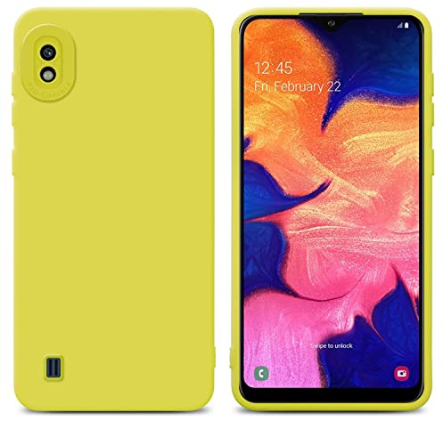 Cadorabo Hülle kompatibel mit Samsung Galaxy A10 Schutzhülle TPU Silikon Case Liquid Design mit Kameraschutz Slim Kratzfest Weiche Gummi mit Rundumschutz Case Hülle für Galaxy A10 in Gelb