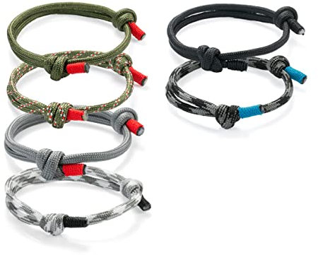 6 Stück Cool Geflochtene Armbänder Set für Mann Frau, Bunt Marine Seil Schnur Nautische Surf Armband für Männer Herren Jungs kinder jungen junge, Navy Seil String Stoff Armreif Einstellbar Geschenk