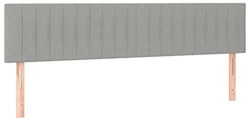 vidaXL Kopfteil 2 STK., Bettkopfteil mit Holzbeinen, Höhenverstellbar Polsterkopfteil für Bett, Betthaupt Bettzubehör Schlafzimmer, Hellgrau 90x5x78/88cm Stoff