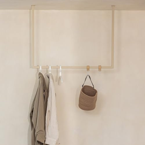 Metallbude Kleiderstange RUBI Cashew - Eckige Garderobe mit Deckenmontage - Kratz-, Stoß- & Schlagfest - 60x120 cm