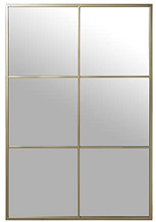 DRW Espejo de Pared Rectangular de Ventana en Metal Dorado 80x2x120cm