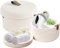 Yearonan 2 Pieces Storage Baskets with lids-Cotton Rope Lidded Basket-Natural cotton thread, leather buckle, Decoration Basket with Lid-Woven storage basket with lid.(White)