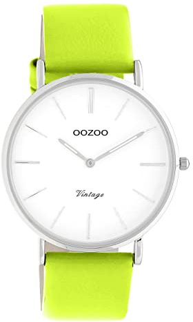 Oozoo Damen Armbanduhr Vintage Series C20300 Analog Leder gelbgrün UOC20300 Analoguhr