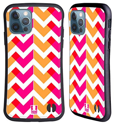 Head Case Designs Arancione E Rosa Neon Zigzag Cover Ibrida Compatibile con Apple iPhone 12 / iPhone 12 PRO