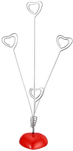 PATIKIL Platz Karte Halter Anmerkung Klemme Halter Stand Baum Tisch Nummer Halterungen Herz Form für Bilder Hinweis Karte Papier Rot