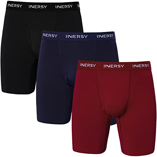 INNERSY Calzoncillos Hombre Boxer Largos Bóxers Deportivos Ligeros 3 Pack | Ropa Interior Hombres con Bragueta Transpirable, Pierna Larga Antirozaduras Elástica, Secado Rápido, Sin Etiquetas, Deporte