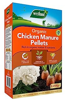 2.25kg Organic Chicken Manure Pellets, Ready-to-Use Garden Fertiliser for Fruits and Vegetables - Garden Fertiliser - Ideal For Growing Fruits And Vegetables