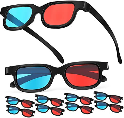 TOYANDONA 10 Stück 3 Langlebige 3D-Brillen 3D-Tv-Brillen 3D-Laptop-Brillen Anaglyphen-Brillen Video-Brillen DVD-Sehbrillen Rote Brillen Rote Sonnenbrillen Brillen Stereo-Brillen