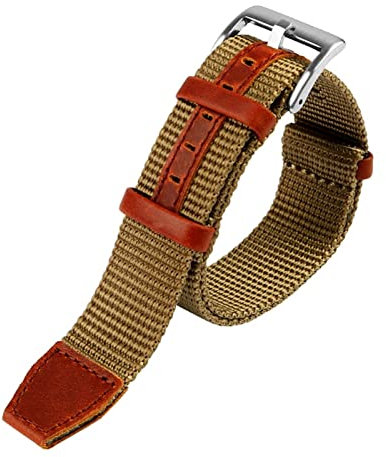 BONOOL 20 mm 22 mm Sicherheitsgurt, Leder, Nylon, passend für NATO-Zulu-Armband, schweres Uhrenarmband, Ersatz-Uhrenarmband, passend für Seiko, passend für James Bond-Uhrenarmband (Farbe: