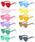 Herz Party Brillen, 12 Stück Herz Sonnenbrille, Lustige Partybrillen, Randlose Hippie Herzförmige Brille, Retro Transparent Randlose Herzbrillen für Herren Damen Party Kostümzubehör(12 Farben)