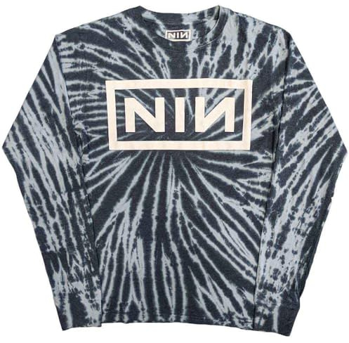 Nine Inch Nails T Shirt Band Logo Official Unisex Long Sleeve Dip Dye Blue