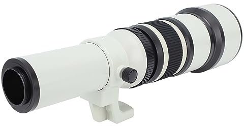 Teleobiettivo con Messa a Fuoco Manuale F6.3 da 500 Mm con Anello Adattatore T2-M4/3, per Fotocamere Microsingle Telescopio Astronomico Fotografia (Bianco)