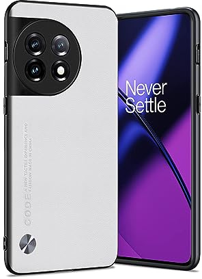 Puxssul für OnePlus 11 Hülle, Anti-Kratzer Premium PU Kunstleder Zurück, Flexible TPU Rahmen Anti-Rutsch Stoßfest Abdeckung, Schlichte Leder Handyhülle Kompatibel mit OnePlus 11 (Weiß)