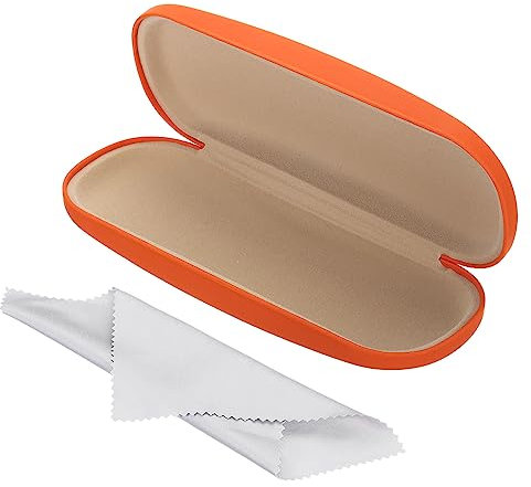 PATIKIL Brillenetui PU Leder Schalen Tragbar Schützende Kompakt Unisex Brille Beschützer mit Reinigung Kleider für Brillen Sonnenbrille Orange